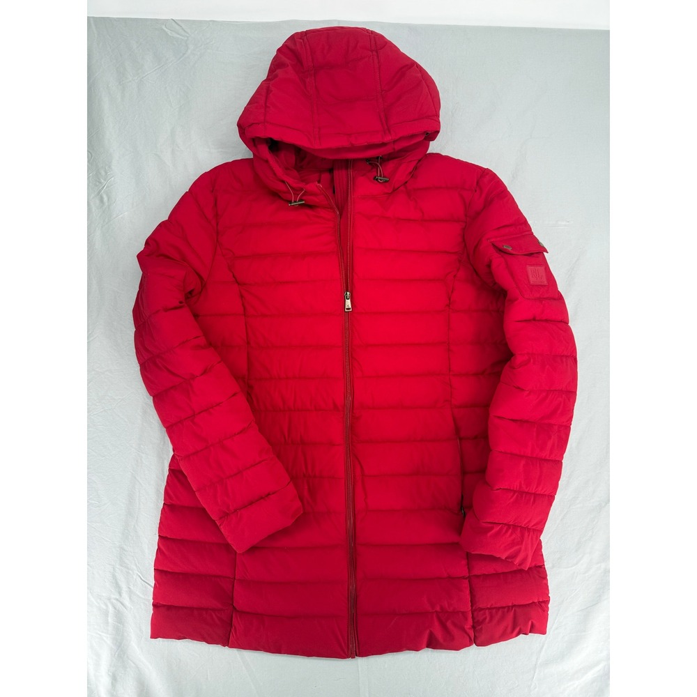 Lauren Ralph Lauren Red Quilted Puffer Jacket Hooded XL Full Zip Padded Coat